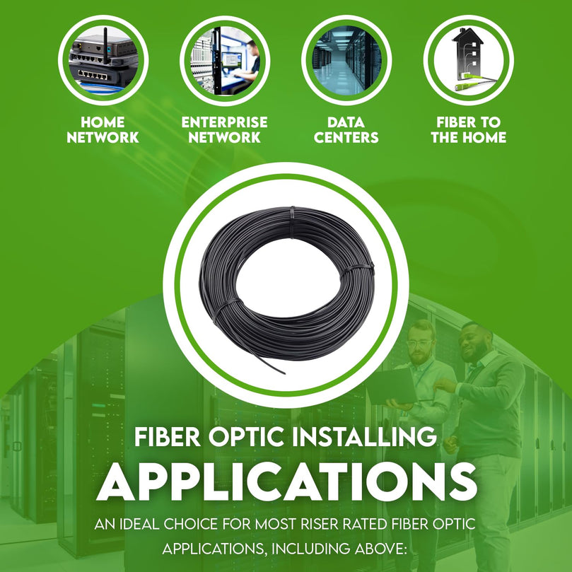 12 Fiber Indoor/Outdoor Fiber Optic Cable, Multimode, 62.5/125, Black, Riser Rated, Corning InfiniCor 300, Spool, 1000 Feet